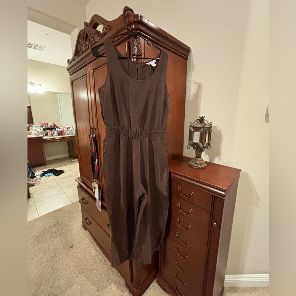 Athleta Brown Sleeveless Wide-Leg Jumpsuit